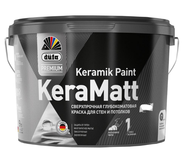 

Краска для стен и потолков сверхпрочная Dufa Premium KeraMatt Keramik Paint глубокоматовая, Прозрачный, Premium KeraMatt Keramik Paint