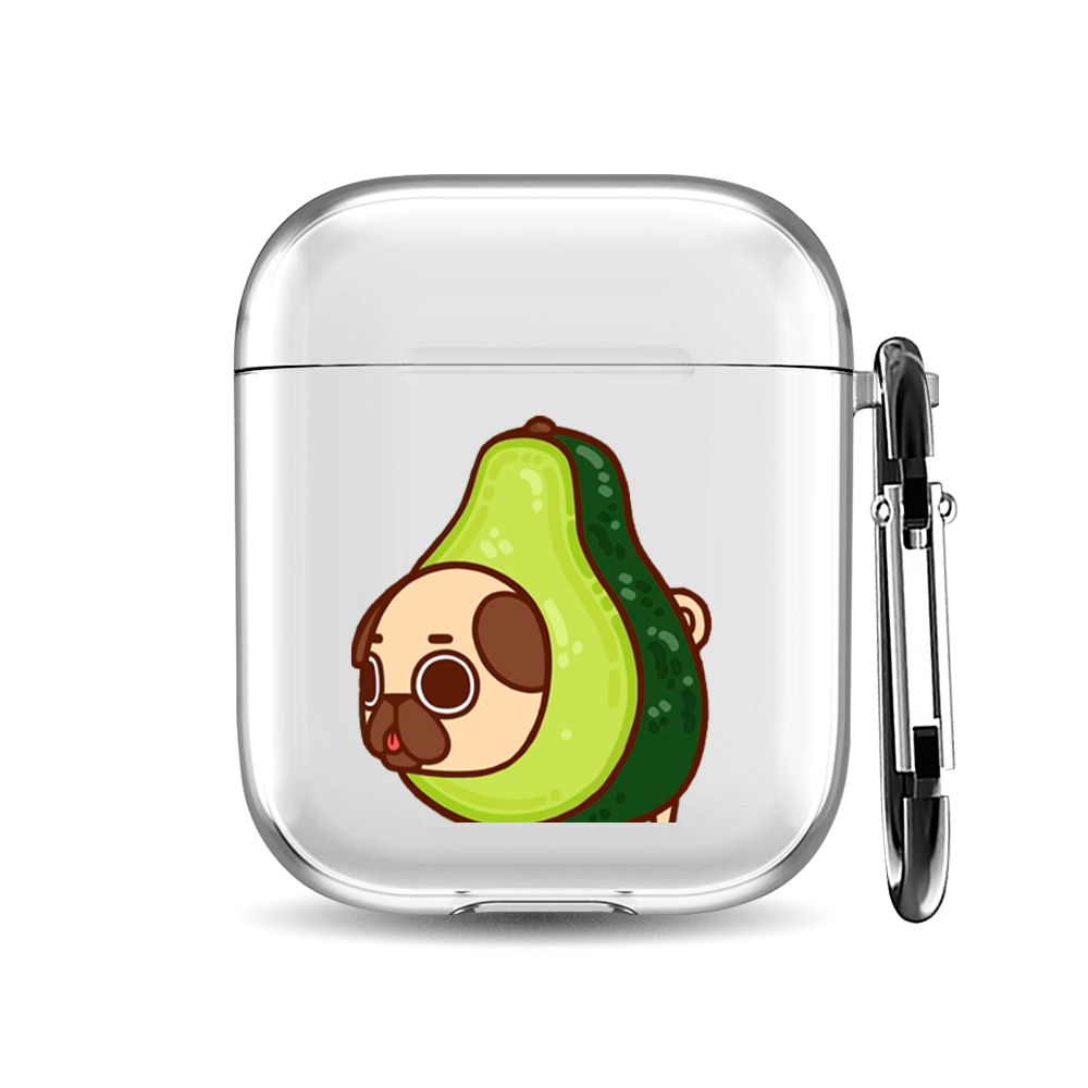 

Силиконовый чехол для наушников Airpods 1/2 "Мопс авокадик", AIPC-410-9A-1