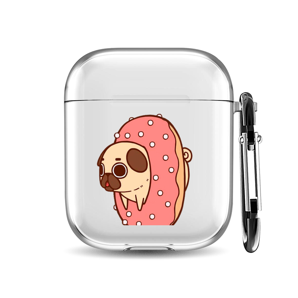 

Силиконовый чехол для наушников Airpods 1/2 "Мопс пончик", AIPC-410-9A-1