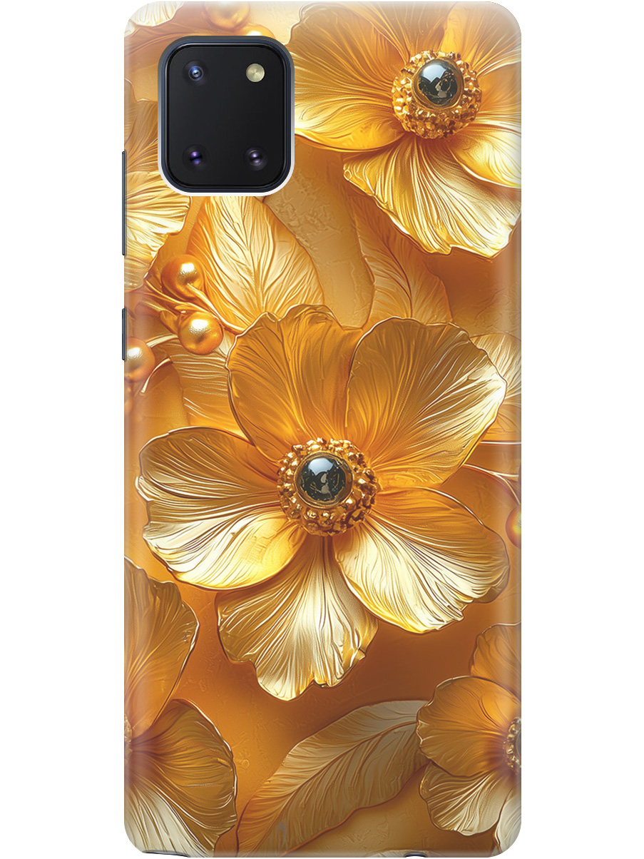 

Силиконовый чехол на Samsung Galaxy Note 10 Lite с принтом "Золотые цветы", Прозрачный;золотистый;черный, 722694823