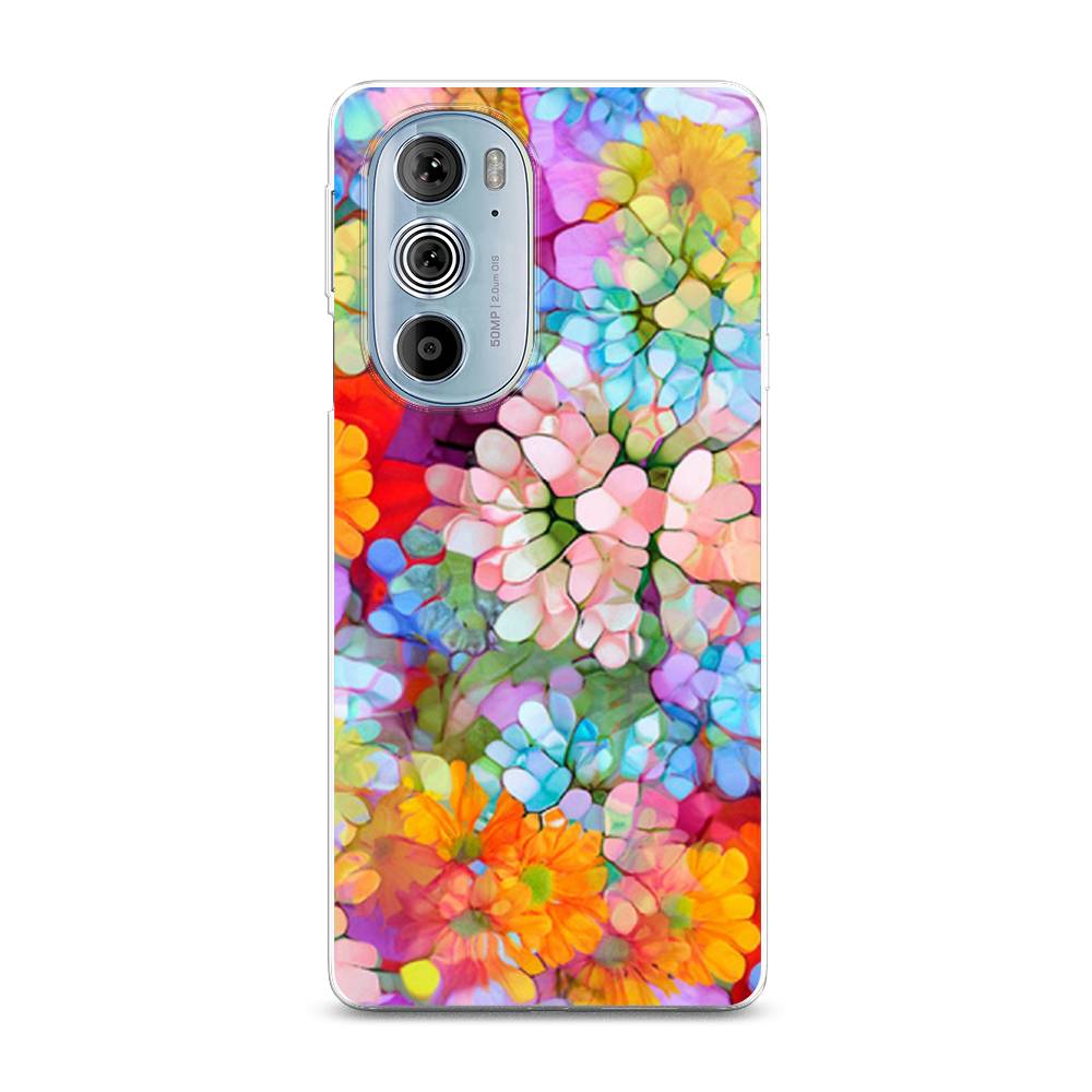 

Чехол на Motorola Edge 30 Pro "Цветы витраж", Оранжевый;розовый;голубой, 243350-3
