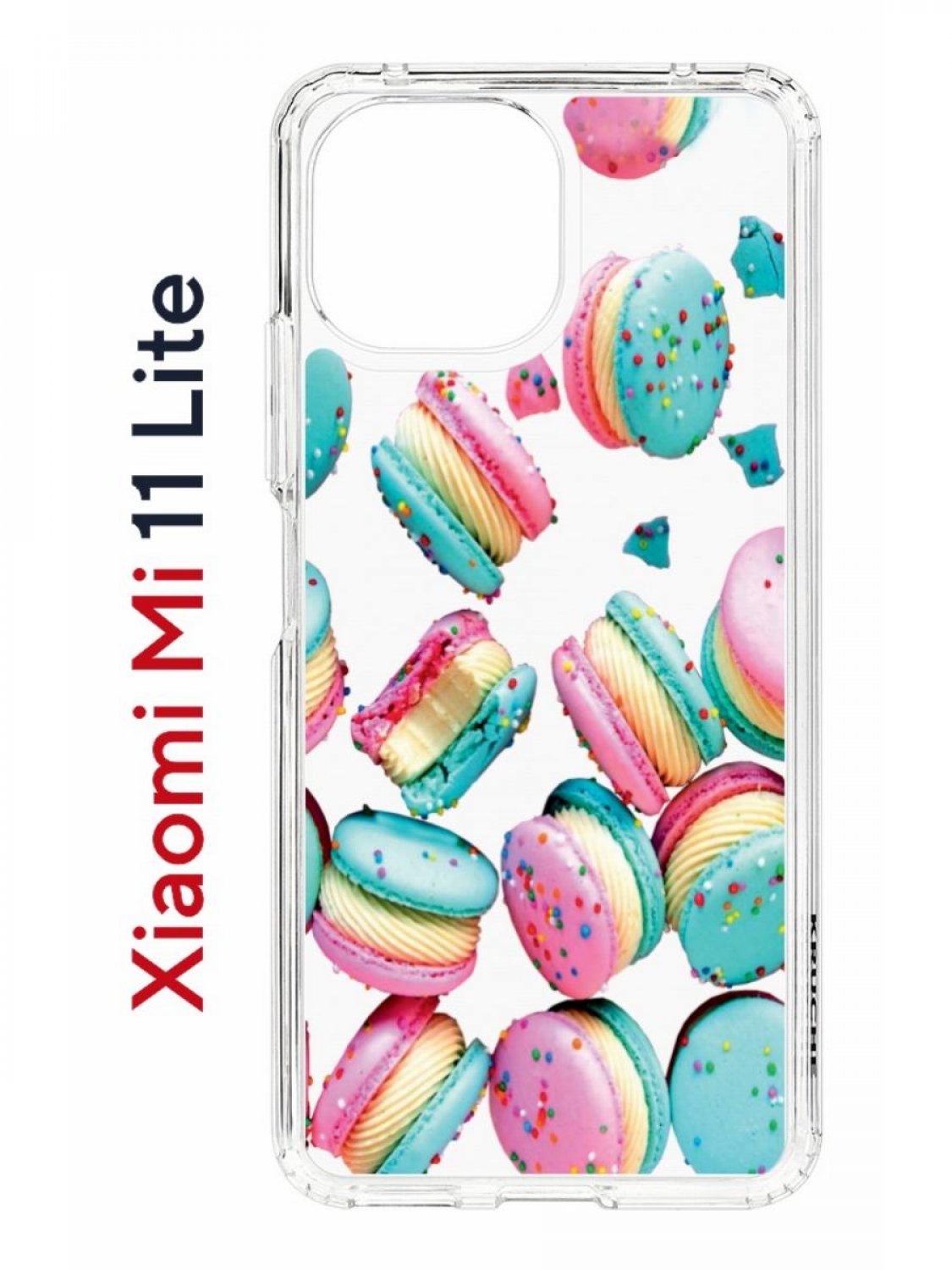 Чехол на Xiaomi Mi 11 Lite Kruche Print Макарон,противоударный бампер,с защитой камеры
