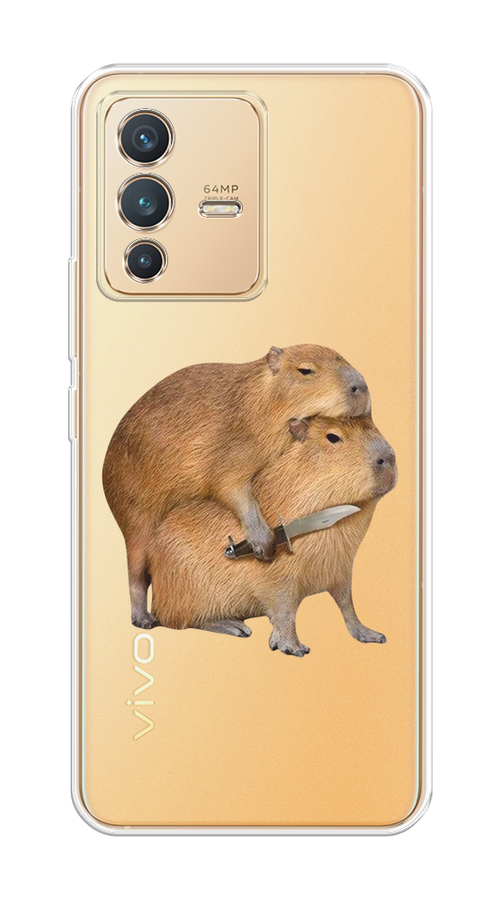 

Чехол на Vivo V23 "Капибара с ножом", Бежевый, 266050-1