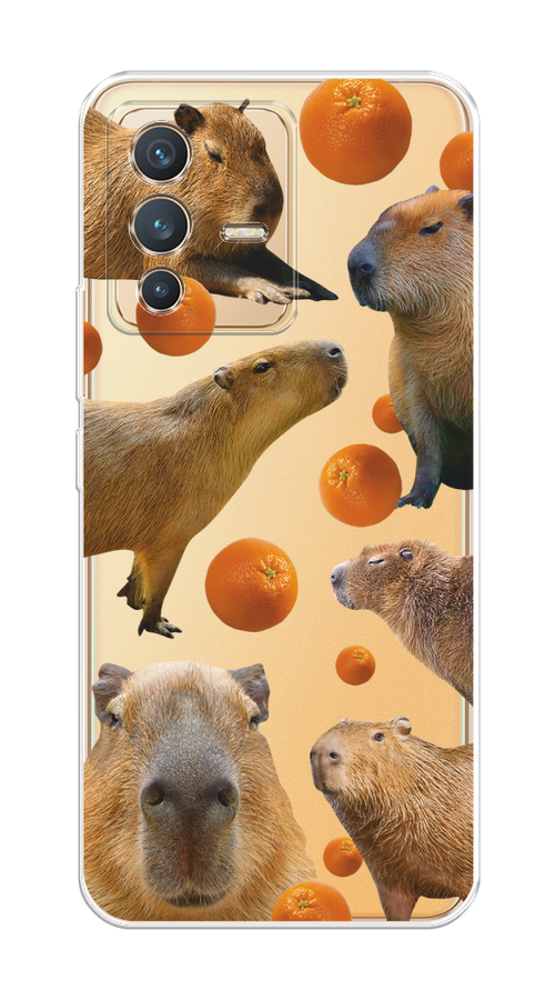 

Чехол на Vivo V23 "Капибара и апельсины", Бежевый;оранжевый, 266050-1