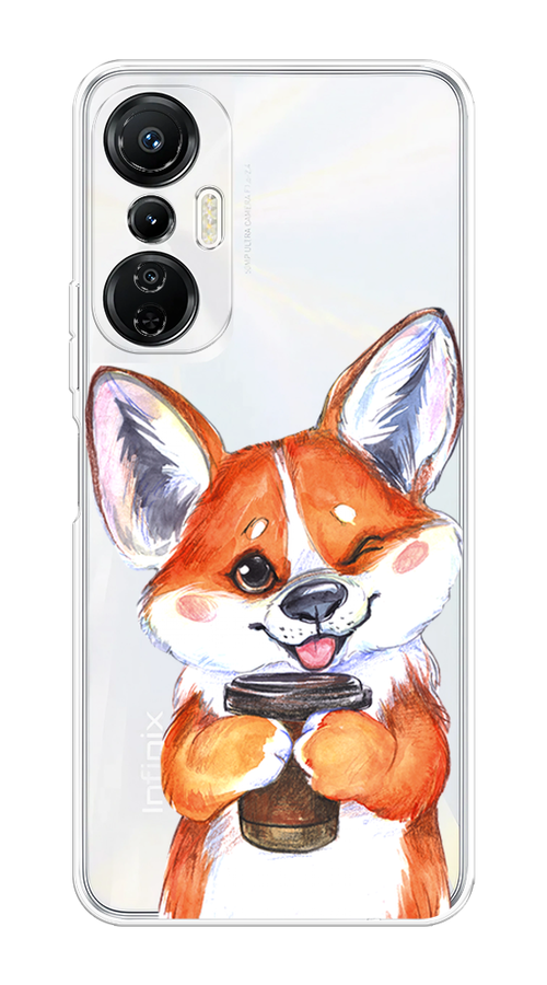 

Чехол на Infinix Hot 20S "Корги с кофе", Оранжевый;белый, 3103650-4