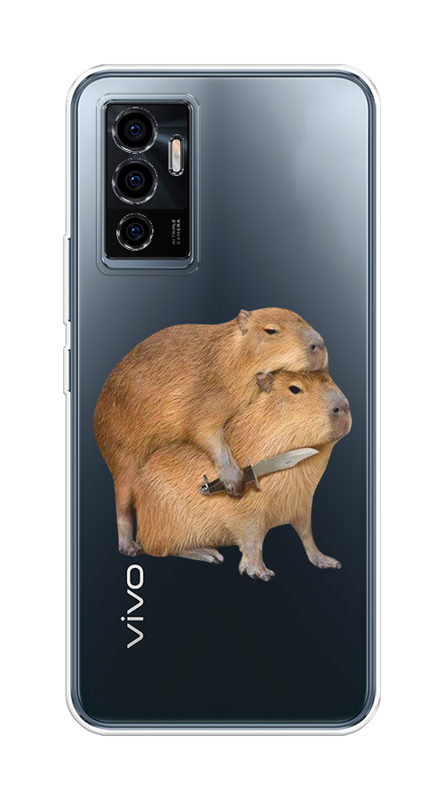 

Чехол на Vivo V23e/Y75 4G "Капибара с ножом", Бежевый, 265950-1