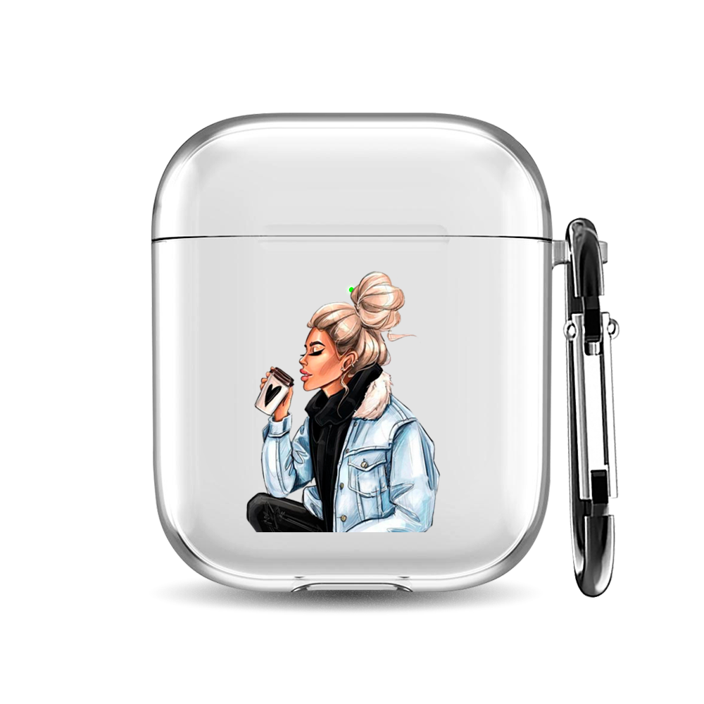 

Силиконовый чехол для наушников Airpods 1/2 "Cute girl", AIPC-410-9A-1