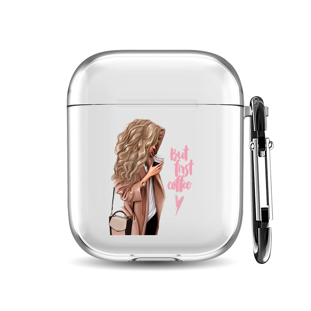 

Силиконовый чехол для наушников Airpods 1/2 "Девушка с кофе", AIPC-410-9A-1