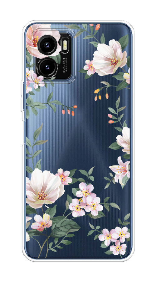 

Чехол на Vivo Y15s "Beautiful white flowers", Бежевый;зеленый, 265650-1