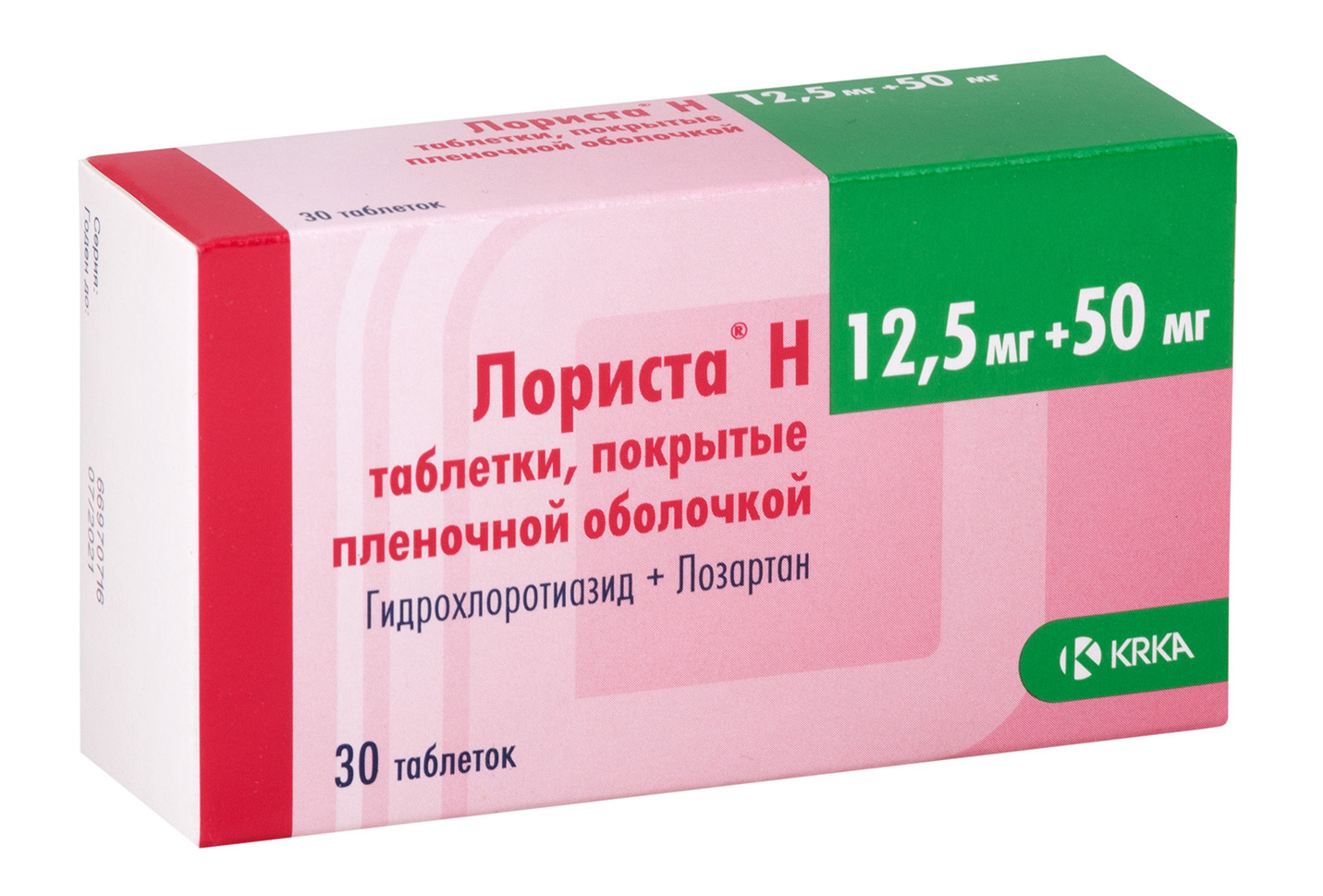Лориста н, таблетки покрытые пленочной оболочкой 12,5 мг+50 мг 30 шт.