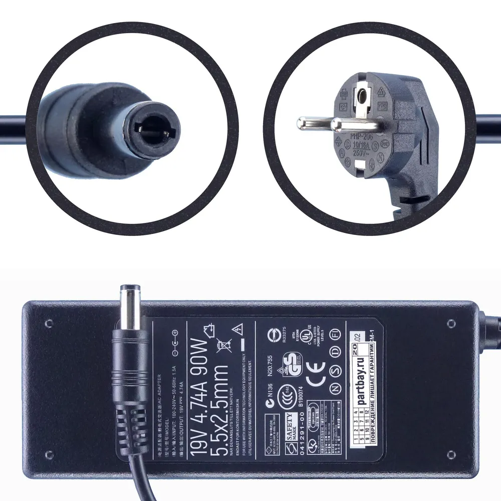 Блок питания для ноутбука Asus 19V 4.74A 5.5х2.5mm 90W (LC.ADT01.007)