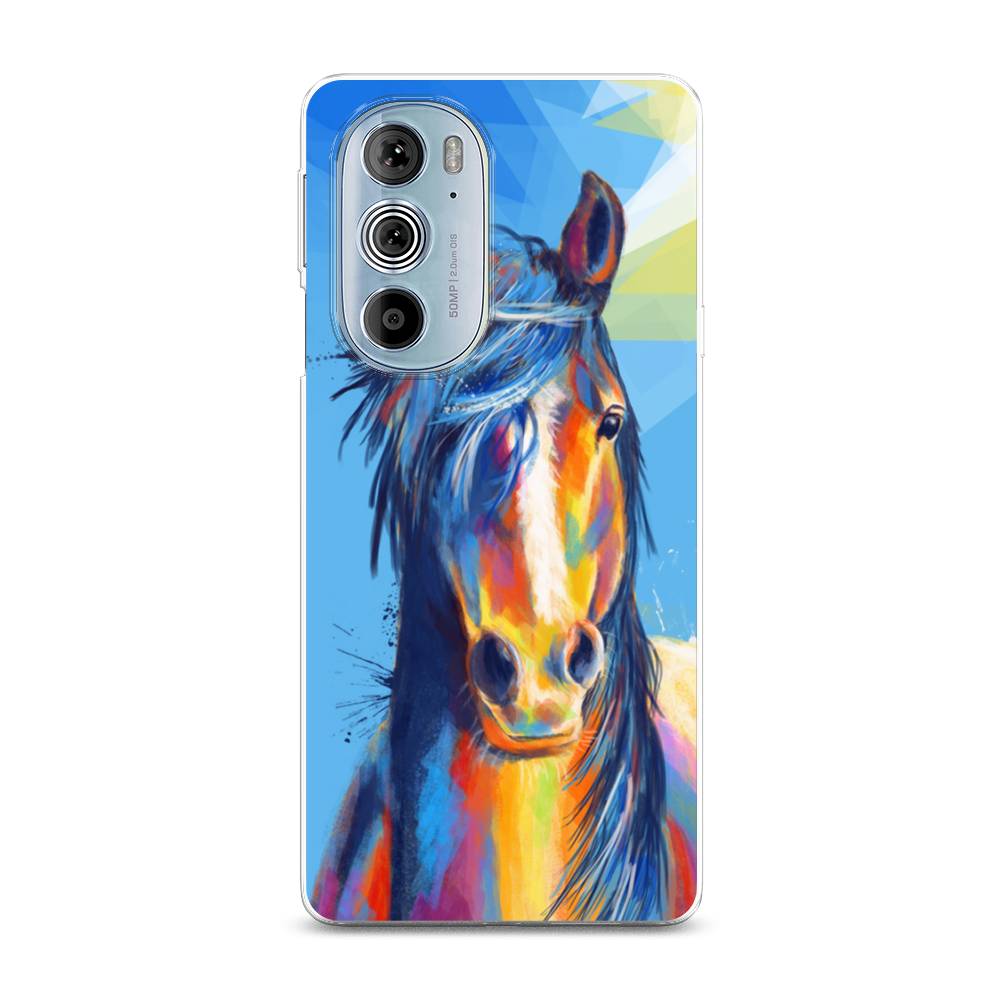 

Чехол на Motorola Edge 30 Pro "Лошадь арт 3", Голубой;желтый;синий, 243350-1