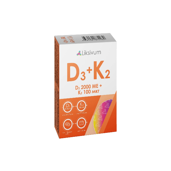 Витамин D3 + К2 Liksivum таблетки, 60 шт