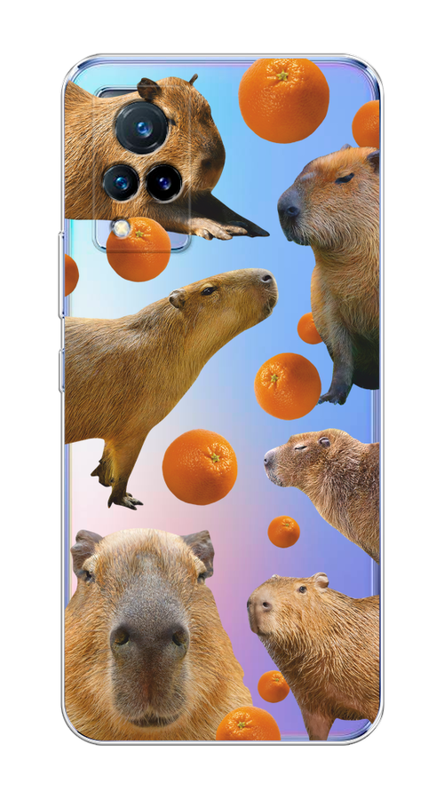 

Чехол на Vivo V21 "Капибара и апельсины", Бежевый;оранжевый, 264350-1