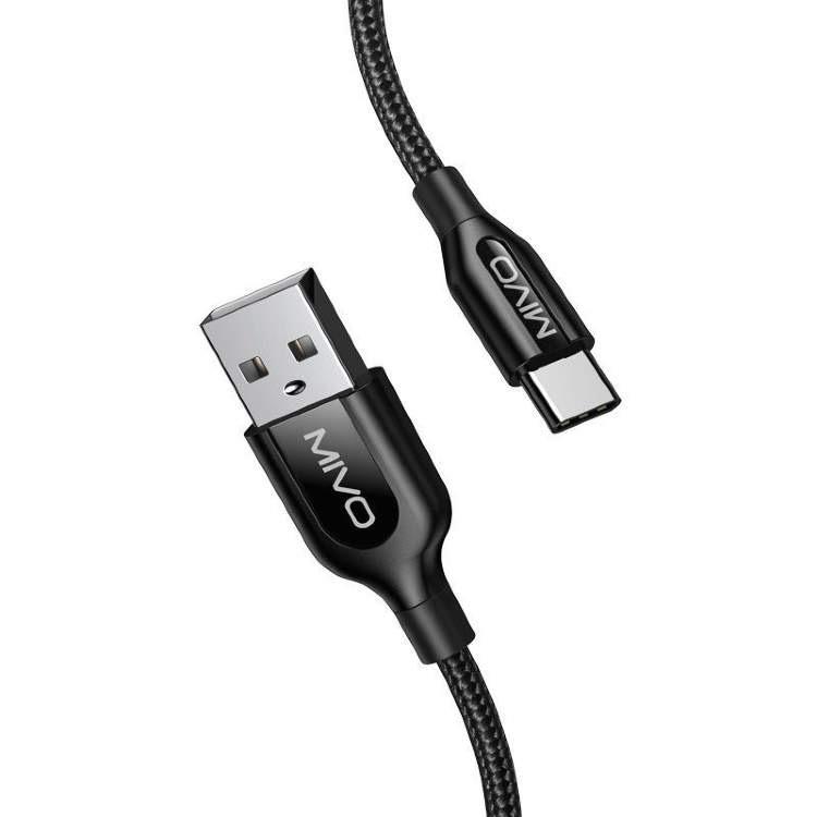Кабель USB Type-C MIVO 1м 2.4A черная MX-44T