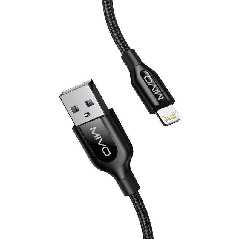 фото Кабель для iphone usb lightning mivo 1м 2.4a черная mx-44l