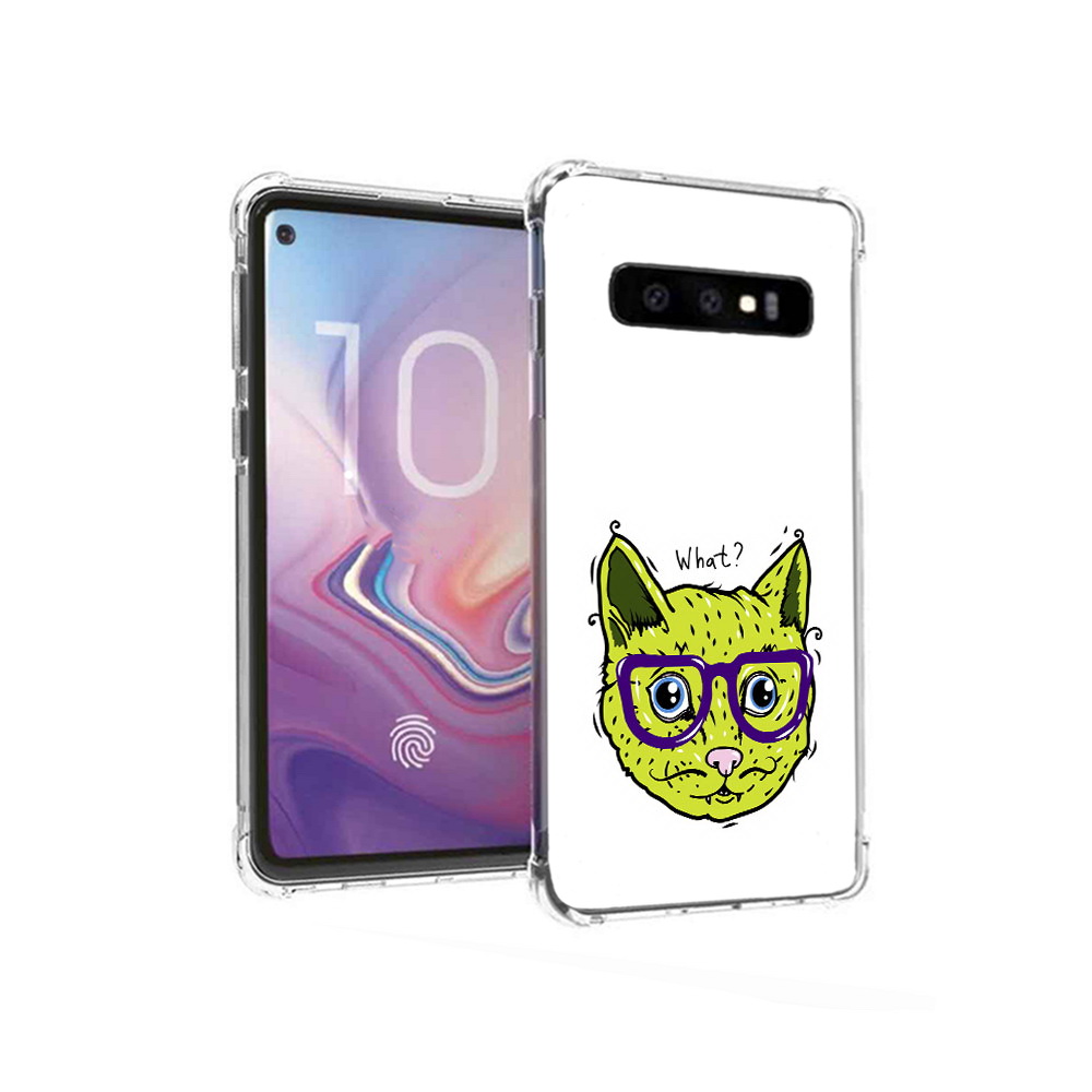 

Чехол MyPads Tocco для Samsung Galaxy S10 Зеленый кот (PT125897.498.86), Прозрачный, Tocco