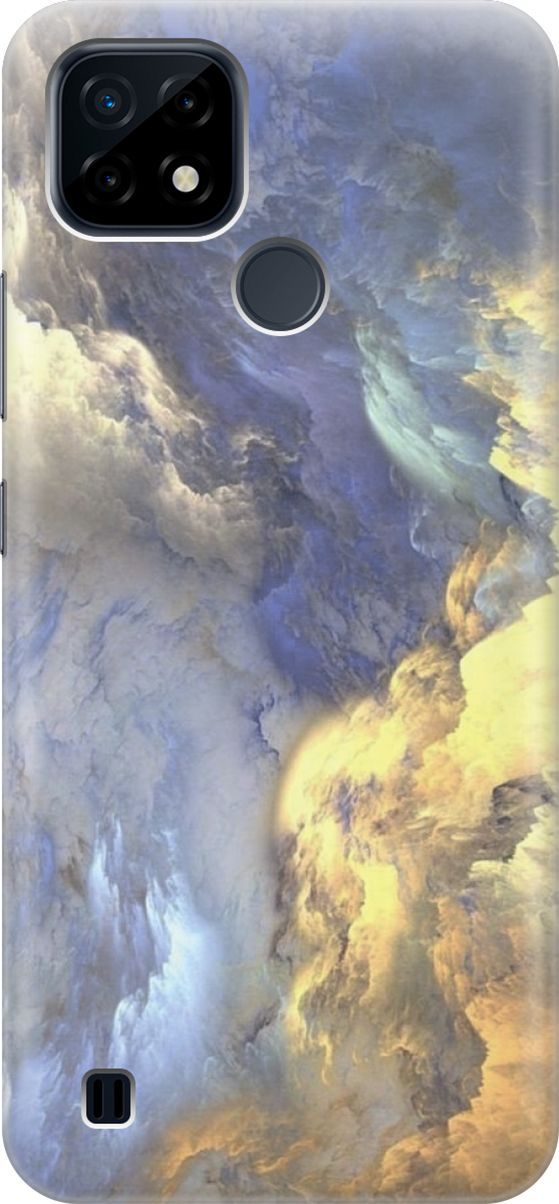 

Силиконовый чехол на realme C21 "Желто-синие облака", Желтый;синий, 6233