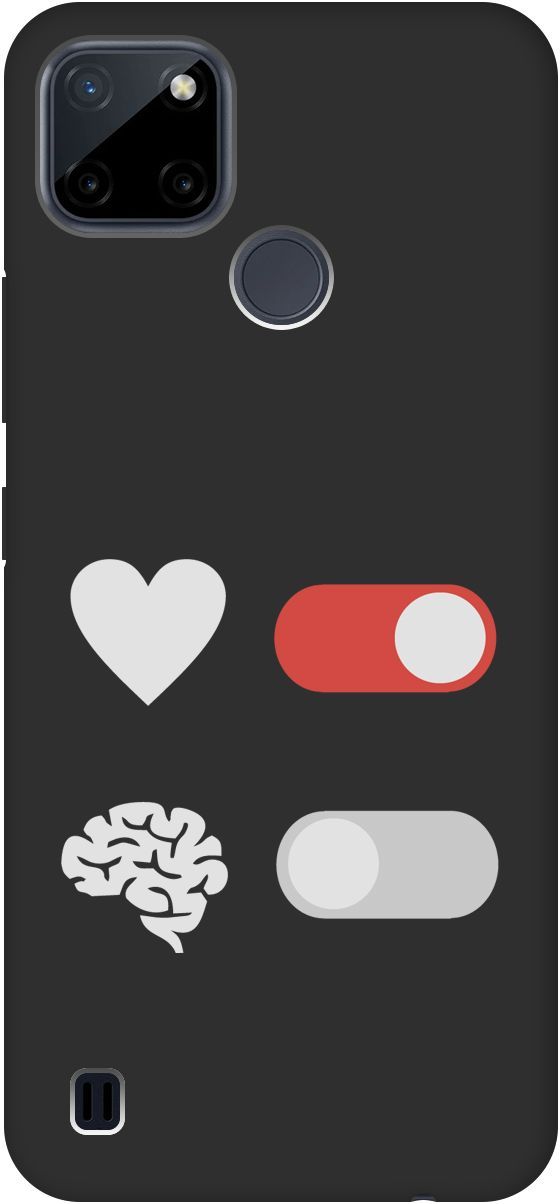 

Матовый чехол на Realme C21Y "Brain Off W" черный, Черный;белый, 8511