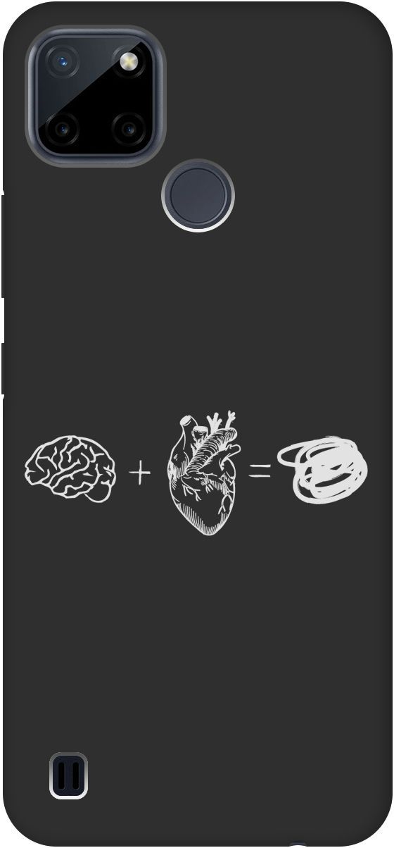 

Матовый чехол на Realme C21Y "Brain Plus Heart W" черный, Черный;белый, 8511