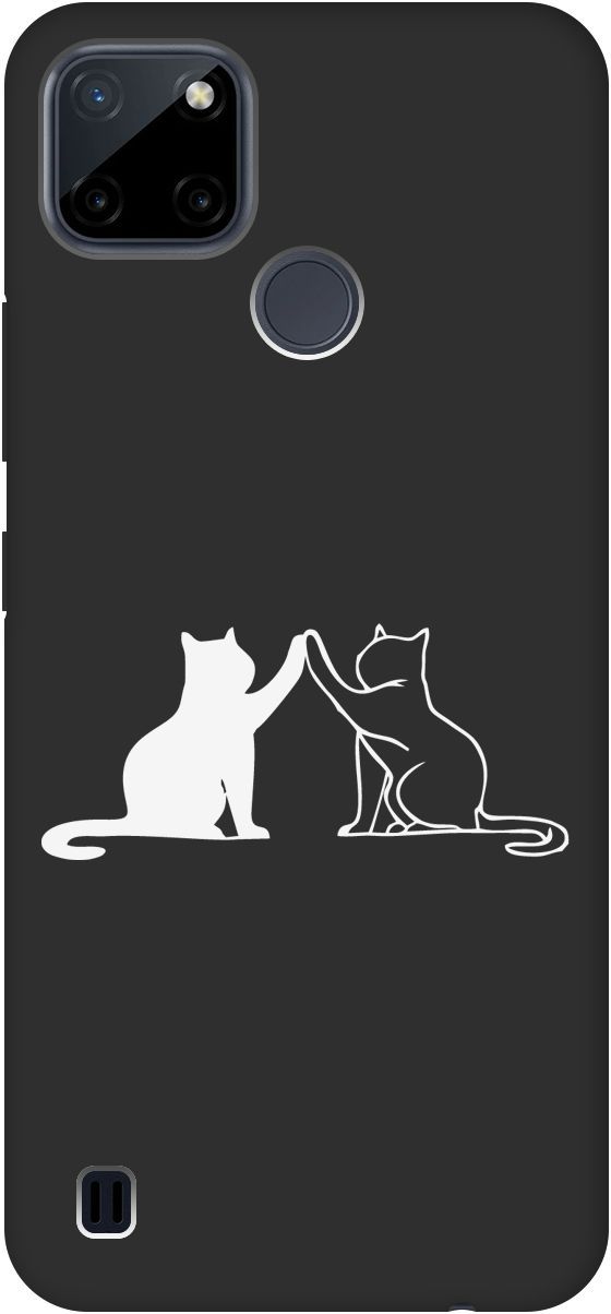 

Матовый Soft Touch силиконовый чехол на Realme C21Y "Cats W" черный, Черный;белый, 8511