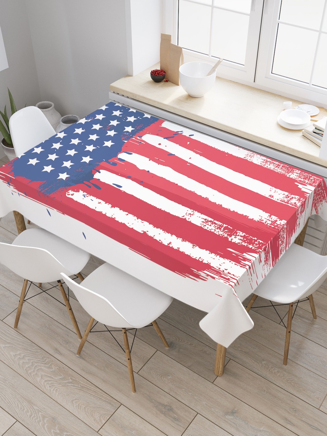 

Скатерть прямоугольная JoyArty "Потекший флаг США" из сатена, 120x145 см, Потекший флаг США