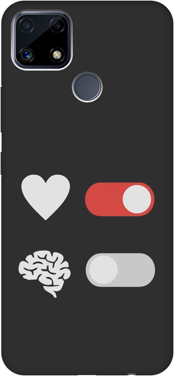 

Матовый чехол на Realme C25 "Brain Off W" черный, Черный;белый, 8501