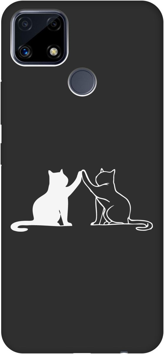 

Матовый чехол на Realme C25 "Cats W" черный, Черный;белый, 8501