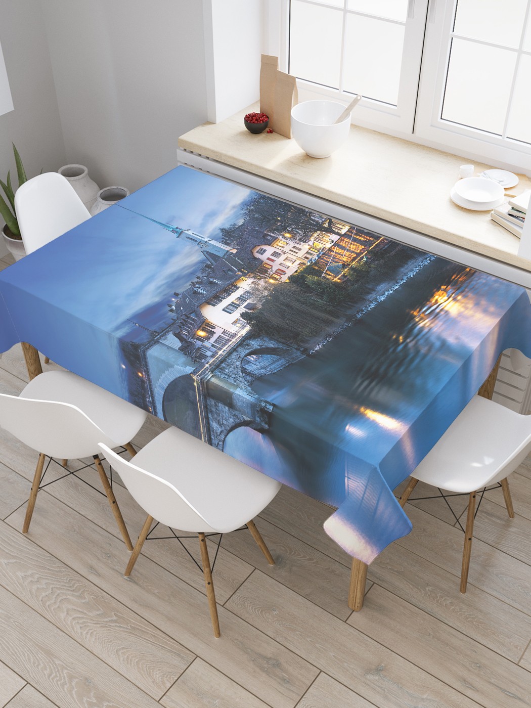 

Скатерть прямоугольная JoyArty "Северные края" из сатена, 120x145 см, Северные края