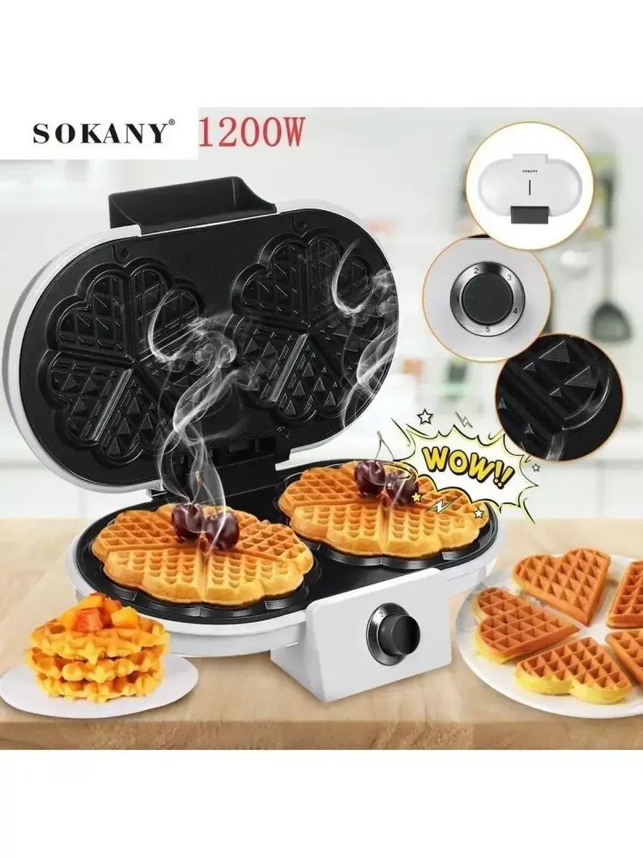 

Электровафельница Sokany KJ-510 белый; черный, KJ-510