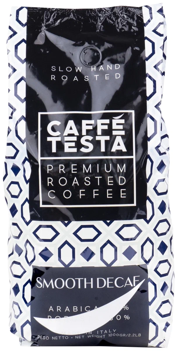 Кофе в зернах CAFFE TESTA Smooth decaf 70% арабика 30% робуста, 1 кг