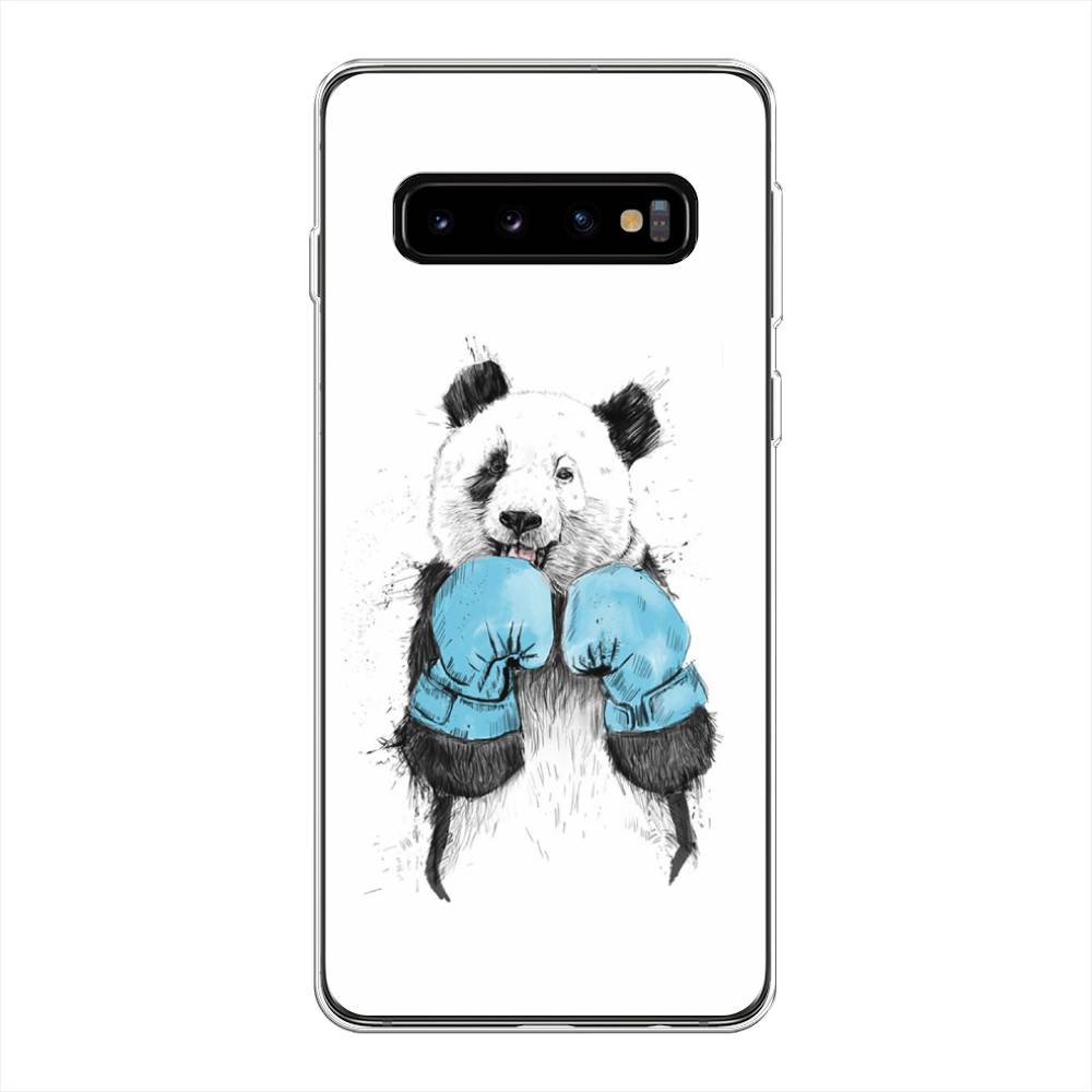 

Чехол на Samsung Galaxy S10 Plus "Панда боксер", Голубой;белый;серый, 27150-1