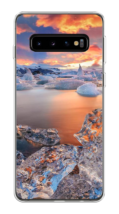 

Чехол на Samsung Galaxy S10 Plus "Ледники", Синий;оранжевый, 27150-2