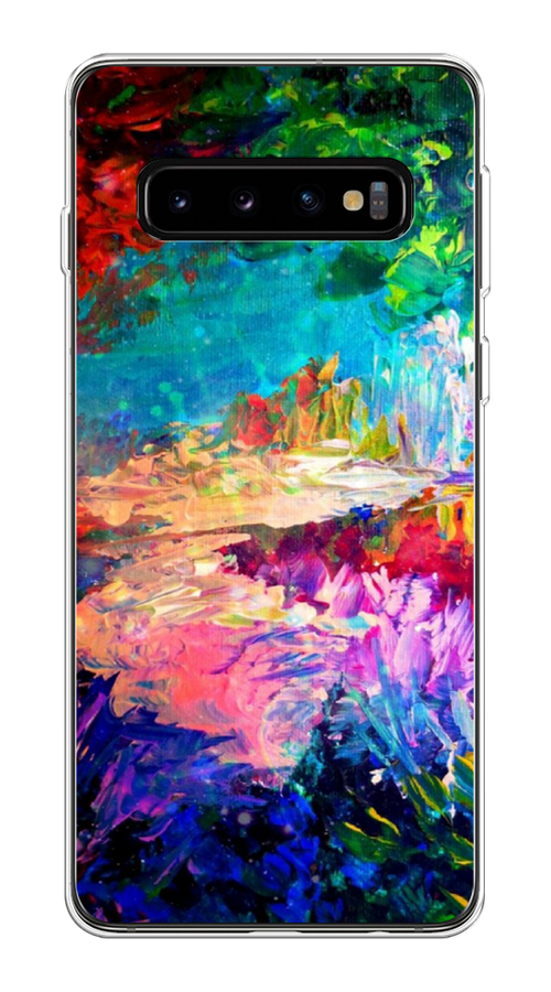 

Чехол на Samsung Galaxy S10 Plus "Лес-гуашь", Синий;розовый;зеленый, 27150-4