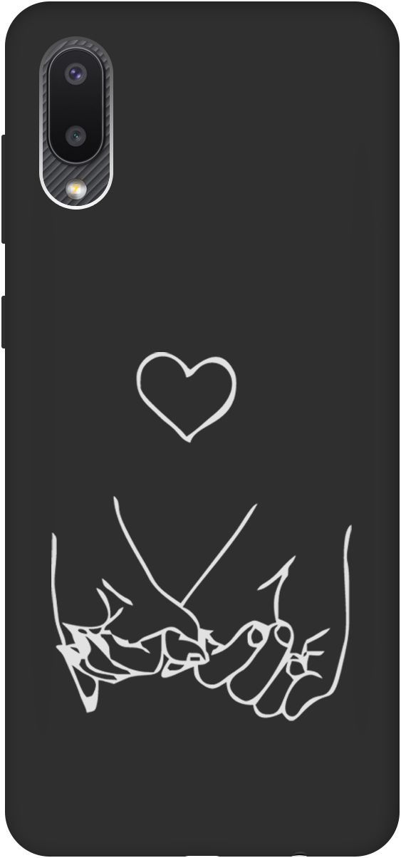 

Матовый чехол на Samsung Galaxy A02 "Lovers Hands W" черный, Черный;белый, 8402