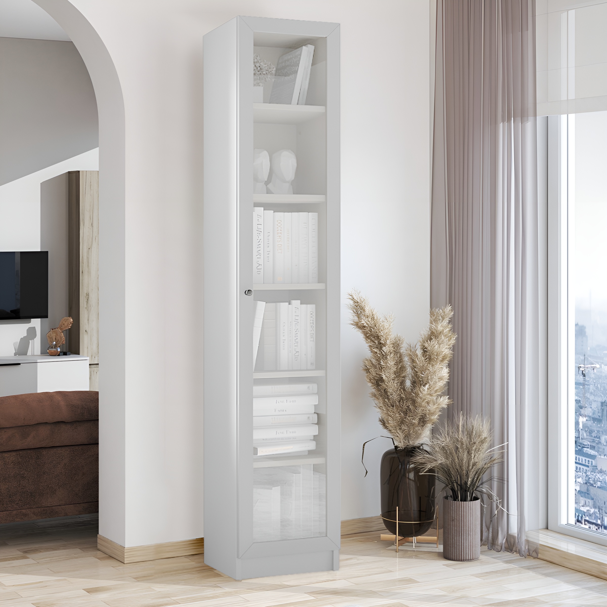 

Шкаф книжный QualisMebel Brams One 400х550х2100, Белый, Brams One