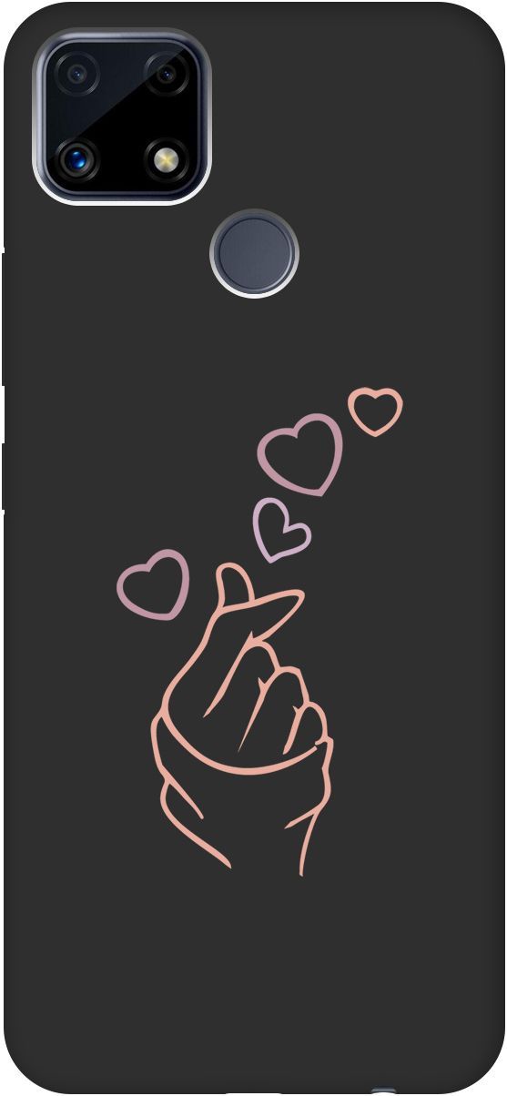 

Матовый чехол на Realme C25 "K-Heart" черный, Черный;розовый, 3834