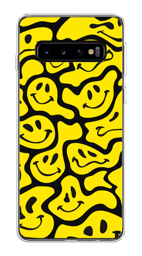 

Чехол на Samsung Galaxy S10 Plus "Расплывчатые смайлики желтые", Черный;желтый, 27150-6