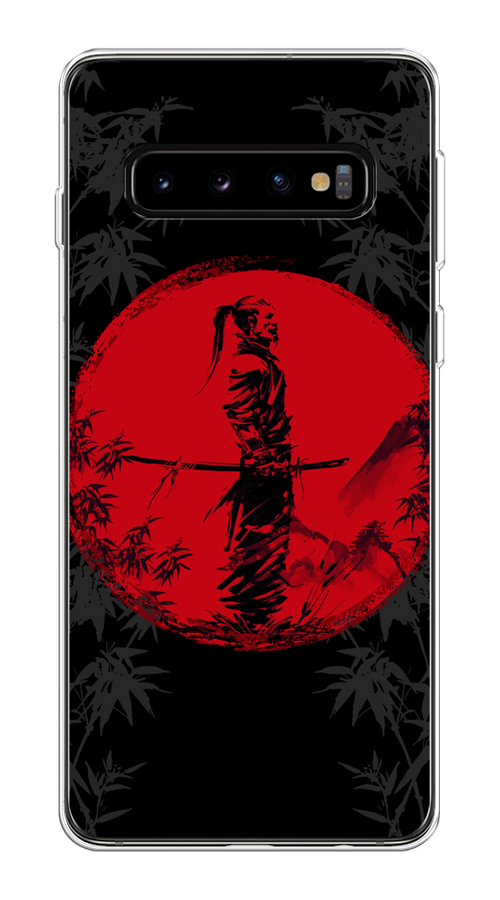 

Чехол на Samsung Galaxy S10 Plus "Самурай на красном фоне", Черный;красный;серый, 27150-4