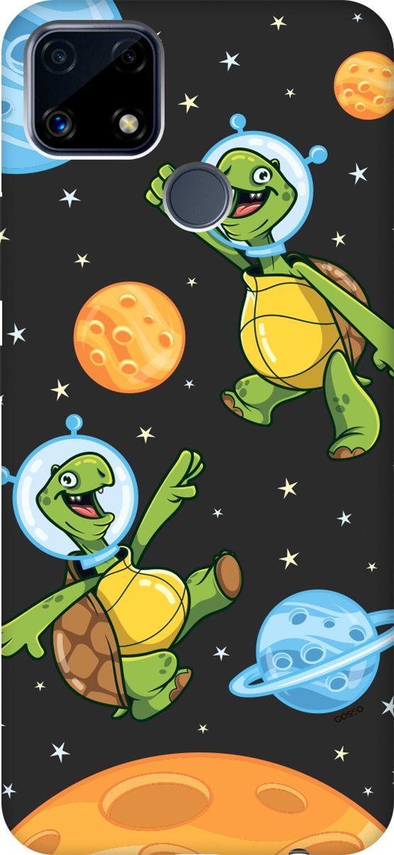 

Матовый чехол на Realme C25 "CosmoTurtles" черный, Черный;бежевый, 3834