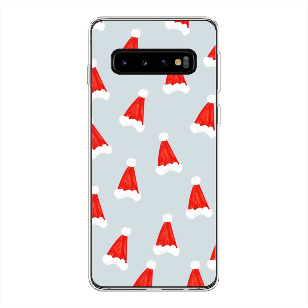 

Чехол на Samsung Galaxy S10 Plus "Новогодние шапочки", Белый;красный;серый, 27150-5