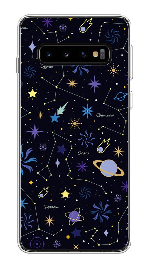 

Чехол на Samsung Galaxy S10 Plus "Цветной космос", Желтый, 27150-2