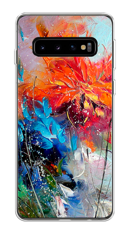 

Чехол на Samsung Galaxy S10 Plus "Абстрактные цветы", Оранжевый;синий, 27150-4