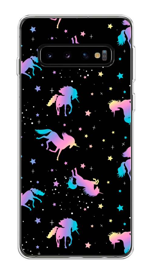 

Чехол на Samsung Galaxy S10 Plus "Единороги градиент", Черный;розовый;голубой, 27150-1