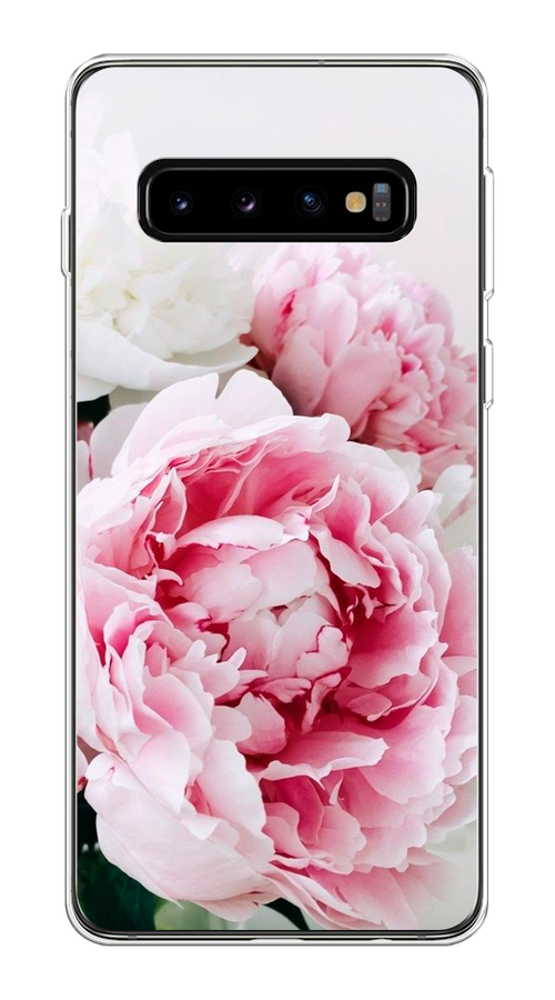 

Чехол на Samsung Galaxy S10 Plus "Розовые и белые пионы", Розовый;белый, 27150-2