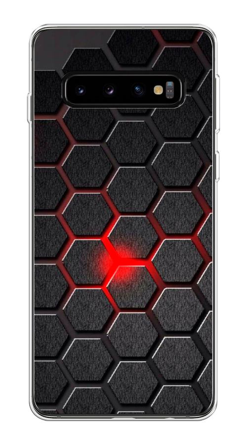 

Чехол на Samsung Galaxy S10 Plus "Соты красные", Красный;черный;серый, 27150-3