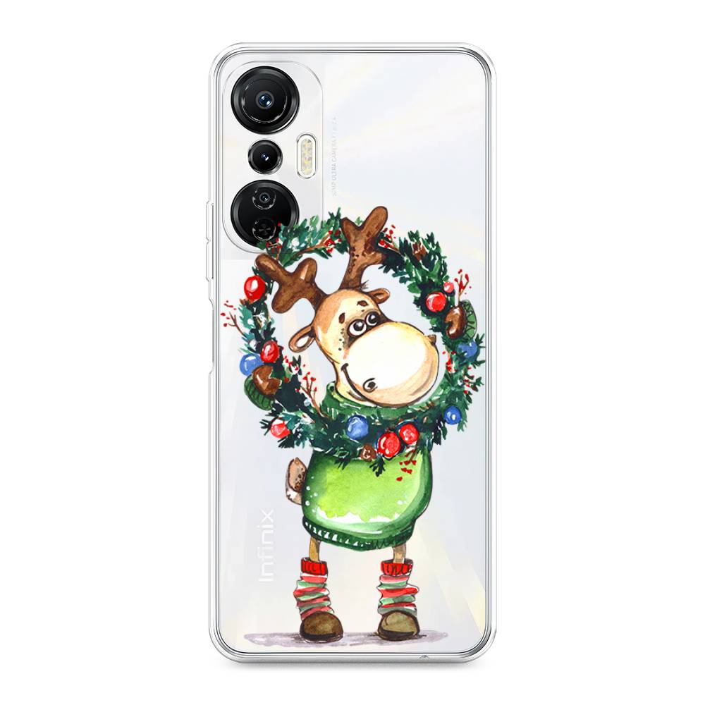 

Чехол на Infinix Hot 20S "Олень с новогодним венком", 3103650-4