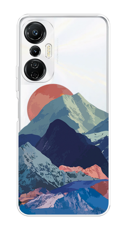 

Чехол на Infinix Hot 20S "Закат в снежных горах", Красный;серый;голубой, 3103650-2
