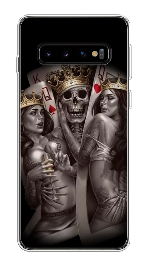 

Чехол на Samsung Galaxy S10 Plus "Карты король и королевы", Серый;желтый, 27150-6
