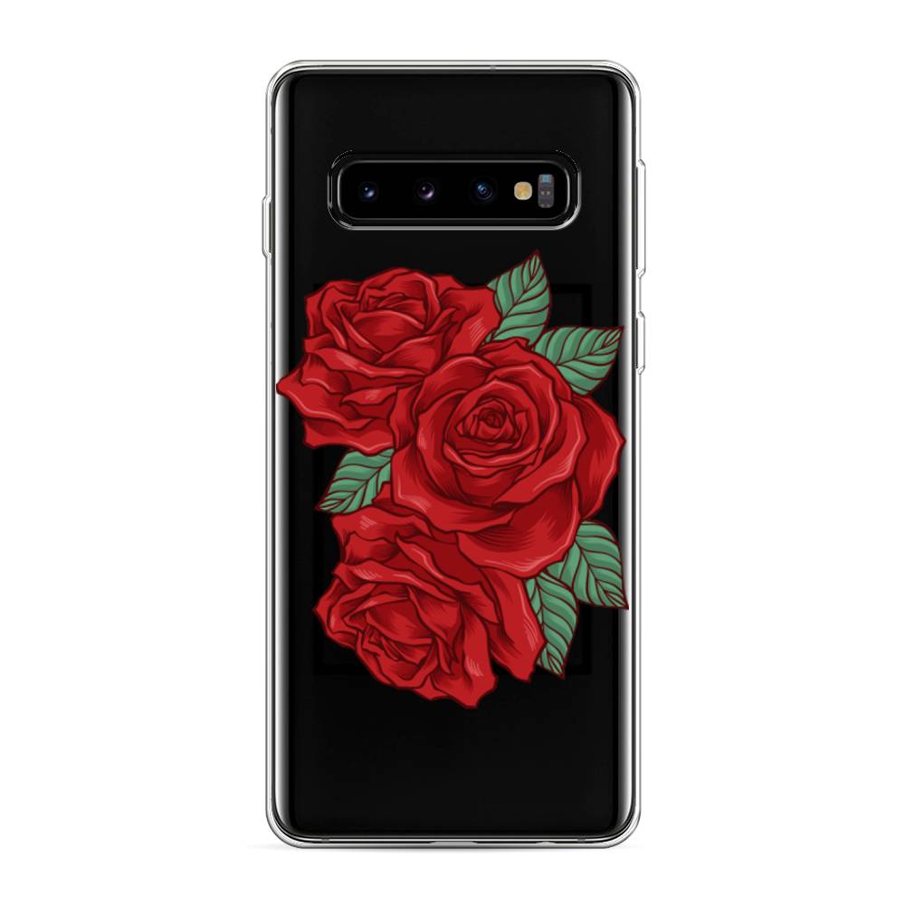 

Чехол на Samsung Galaxy S10 "Три алые розы", Красный, 27050-2